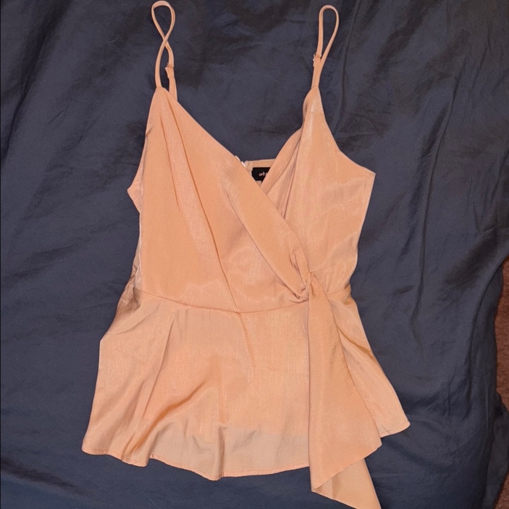 Chic peach wrap camisole top